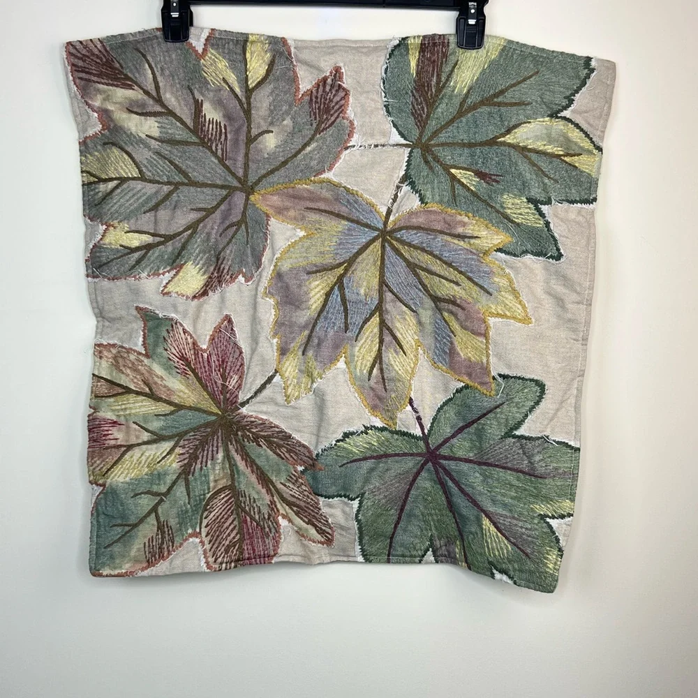 Pottery Barn embroidered leaf